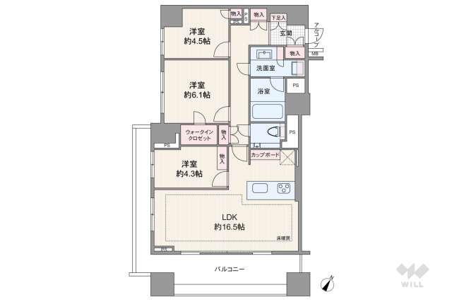 ピアースコード等々力:間取り図面