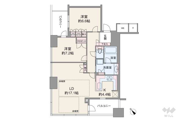 クレヴィアタワー中之島:間取り図面