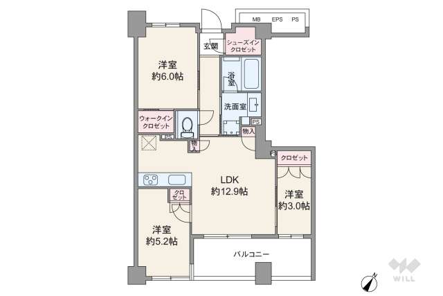 アトラスシティ千歳烏山グランスイート　杜ノ棟:間取り図面
