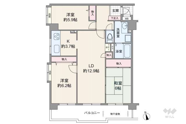 金屋公園サンハイツ:間取り図面