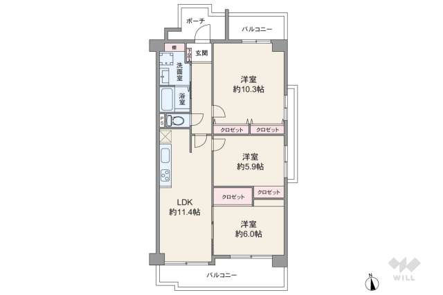 ハイツ塚口南:間取り図面