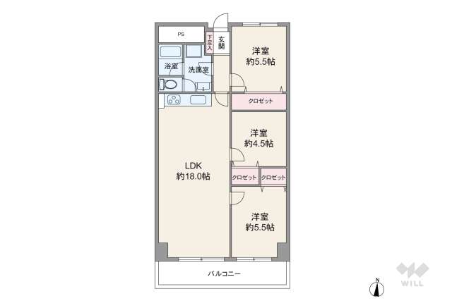 サンハイツ武庫之荘1号棟:間取り図面