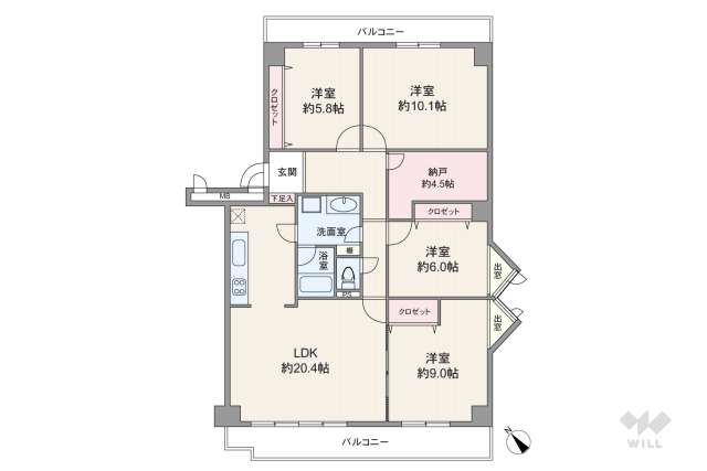 グランドヒル西宮高座台マンション:間取り図面