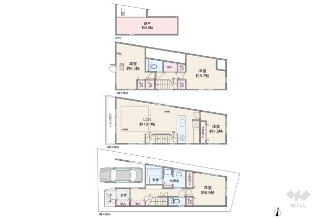 世田谷区代田1丁目 一戸建て:間取り図面
