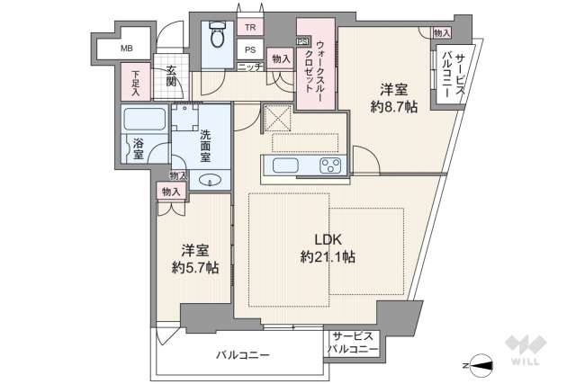 プラウドタワー北浜:間取り図面