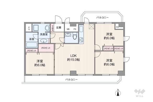 ライオンズマンション日本橋（大阪市中央区）:間取り図面