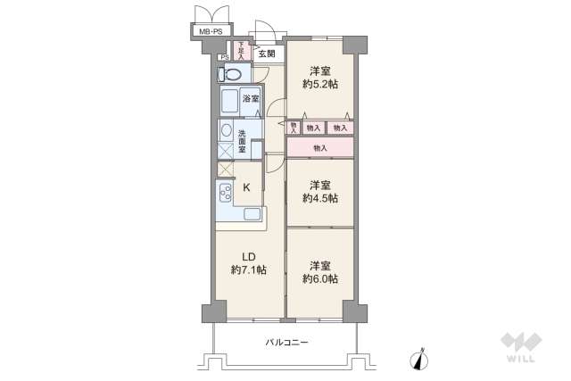 ジャルダン宝塚中山台弐番館B棟:間取り図面