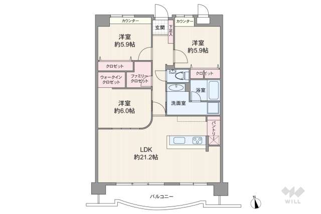 グランフェルティ甲東園:間取り図面