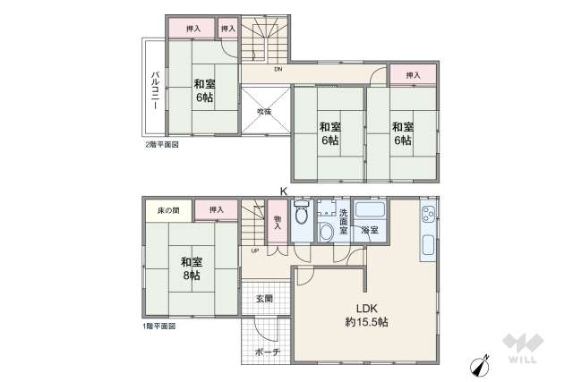 宝塚市清荒神5丁目 一戸建て:間取り図面
