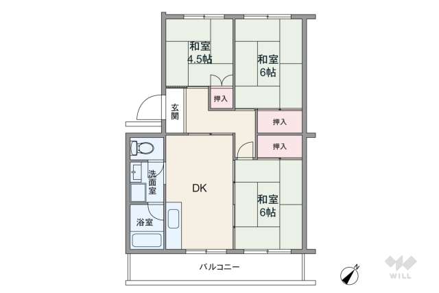 名鉄旭前ハイツF棟:間取り図面