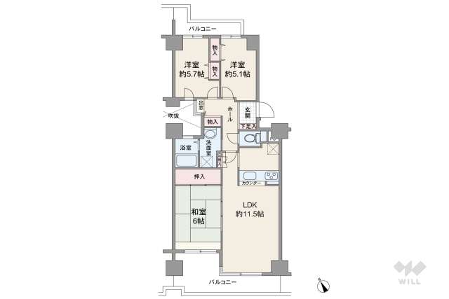 ロイヤルコート逆瀬川:間取り図面