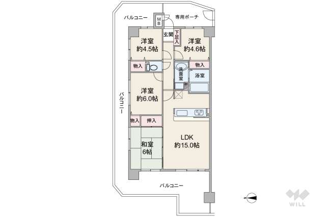 ラ・ビスタ宝塚ウエストウイング・オクシア:間取り図面