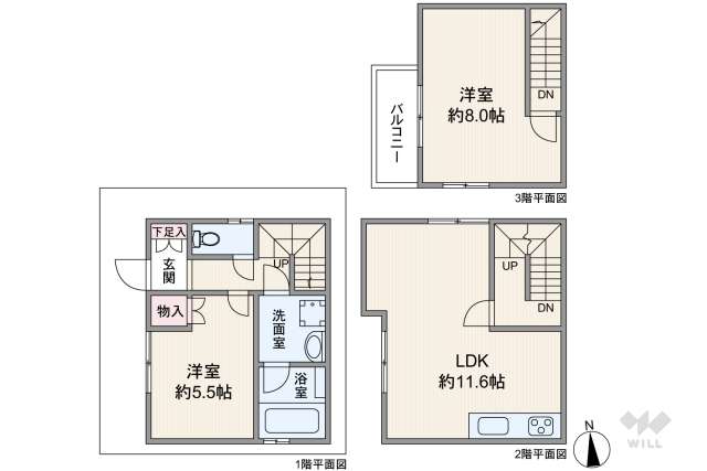 足立区鹿浜6丁目 一戸建て:間取り図面