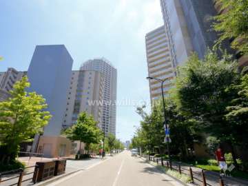 敷地西側の前面道路