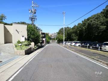 敷地北東側の前面道路（南東側から）