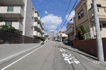 敷地北東側の前面道路(南東側から)
