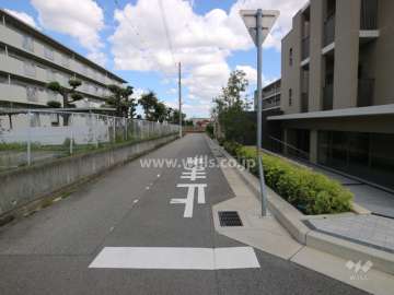 敷地北西側の前面道路（南西側から）