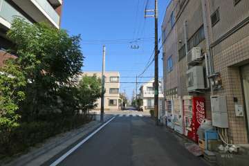 敷地南西側の前面道路（北西側から）