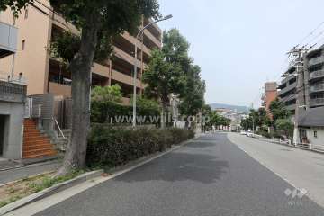 敷地の南側前面道路（西側から）