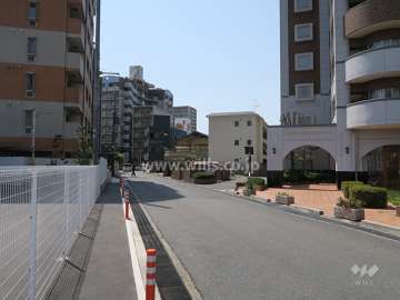 前面道路とマンション建物一部