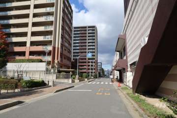 敷地東側の前面道路（南側から）