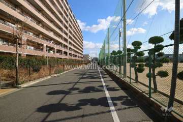 敷地南側の前面道路(西側から)