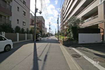 敷地東側の前面道路(北側から)
