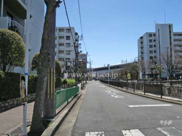敷地西側の前面道路（北側から）