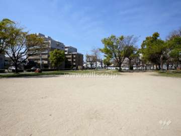 『本庄中央公園』内は緑豊か。東側にはグラウンドもあります。