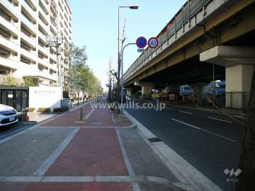敷地東側の前面道路（南側から）