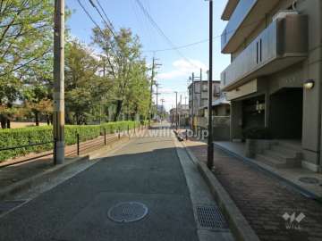 敷地東側の前面道路(北側から)