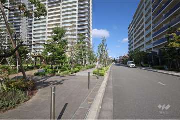敷地北東側の前面道路（南東側から）