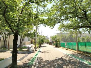 物件の西側前面道路(北側から)