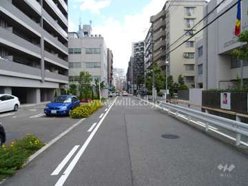 敷地南側の前面道路（西側から）