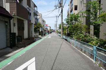 敷地西側の前面道路