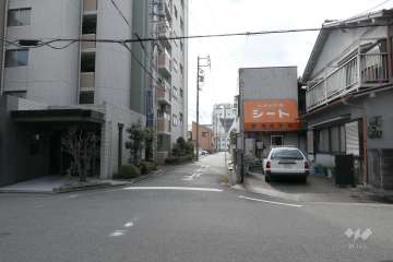 敷地西側の前面道路（北側から）