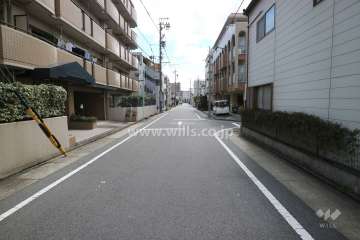 敷地西側の前面道路（北側から）