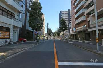 敷地南西側の前面道路（北西側から）
