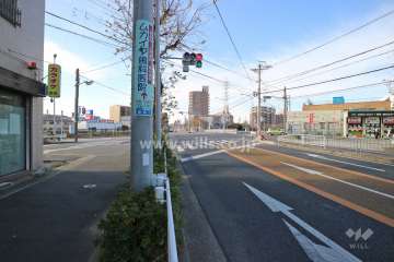 敷地北西側の前面道路（北東側から）