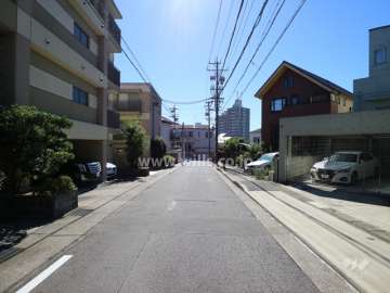敷地西側の前面道路（北側から）