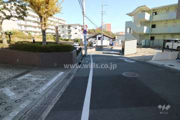 敷地南東側の前面道路(南西側より)
