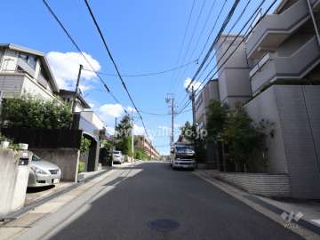 敷地の北側前面道路（西側から）