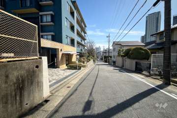敷地西側の前面道路(北側から)