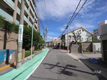 敷地南側の前面道路(西側から)