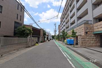 敷地の南東側前面道路（北東側から）