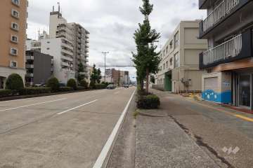 敷地の東側前面道路（北東側から）