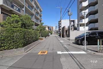 敷地南側の前面道路（西側から）
