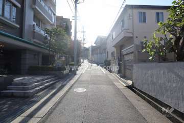 敷地西側の前面道路（北側から）