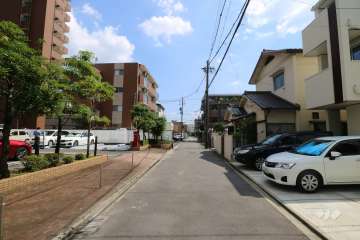 敷地西側の前面道路（北側から）