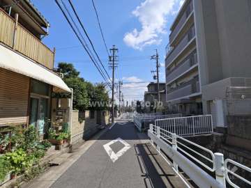敷地北東側の前面道路（北西側から）